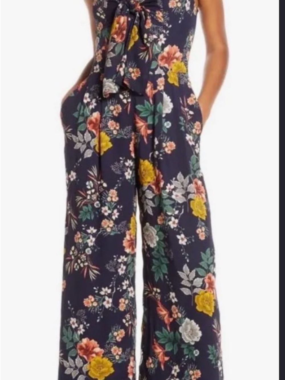Chelsea28 Navy Floral Spaghetti-Strap Maxi Dress